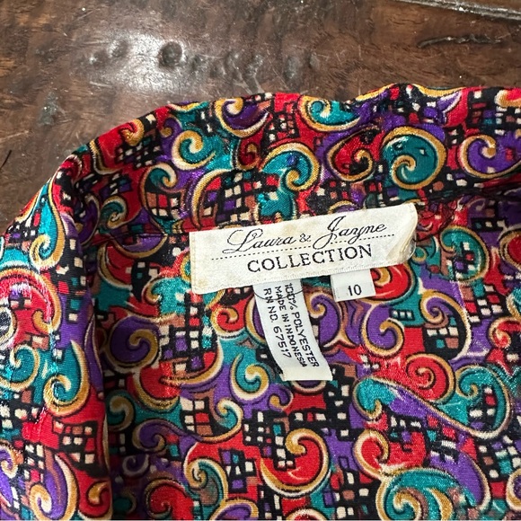 1980s Laura and Jayne Vintage Multicolor Paisley Women's Blouse size 10 - Picture 3 of 7